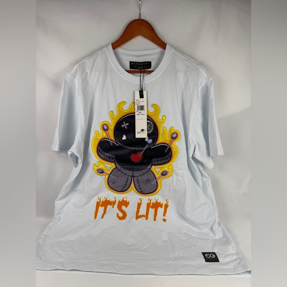 Eternity 2xl voodoo pin cushion “it’s lit!” T-shirt white
